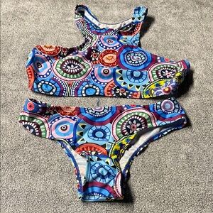 Women's Multicolor Geometric Print Bikini Set - Blue Accent